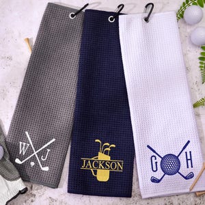 Benutzerdefiniertes Golf-Handtuch Geschenk für Ihn, Monogramm-Golf-Handtuch für Männer, Besticktes Groomsmen-Junggesellenabschiedsgeschenk, Vatertagsgeschenk für Papa