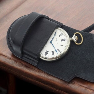 WW1 volte nuovo Custodia in pelle nera per orologio da tasca 50 mm WWII