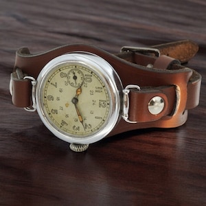 WW2 Congac Leather strap band wristband for 1MChZ Kirovskie watch military WWII