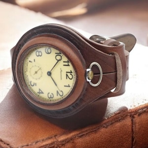 WW1 new BROWN leather strap band wristband for Pocket Watch 45 mm WWII times