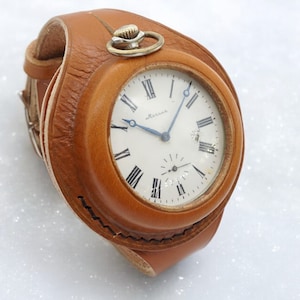 WW1 new ORANGE leather strap band wristband for Pocket Watch 50 mm WWII times