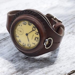 WW1 Brown leather strap band NEW wristband for pocket watch 40 mm WWII Times