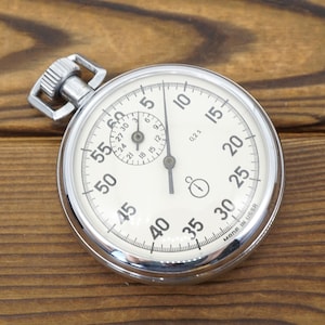 Vintage mechanical stopwatch 50 mm AGAT 4282 Zlatoustovskiy 15 jewels sport watch