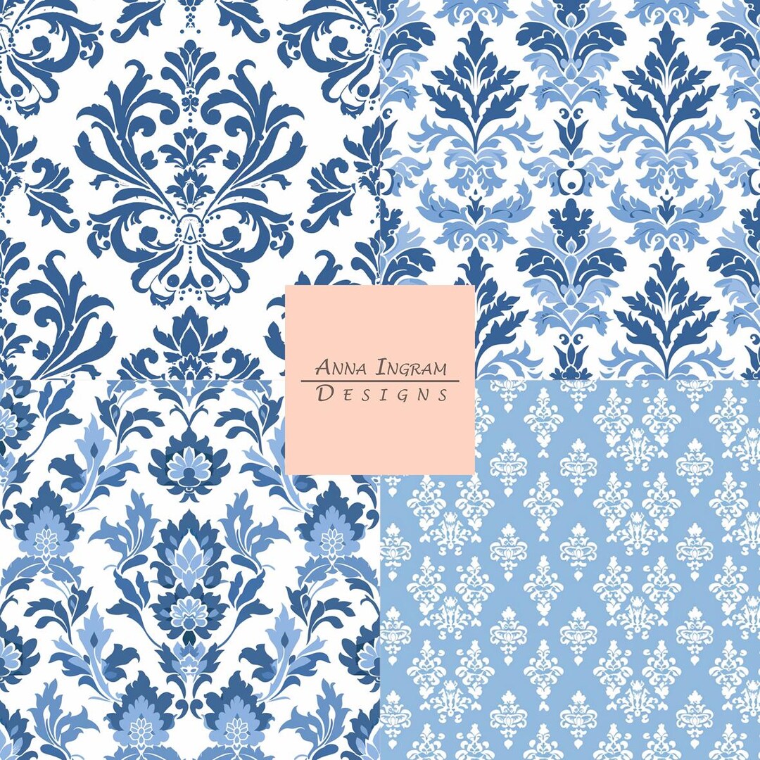 Delft Blue Tiles, Seamless Digital Design Print Printable Scrapbook ...