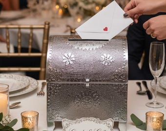 Wedding Card Box Rustic Tin Metal Card Holder | Hacienda Wedding Decor | Spanish Colonial Reception Card Box | Handmade Wedding Gift Box