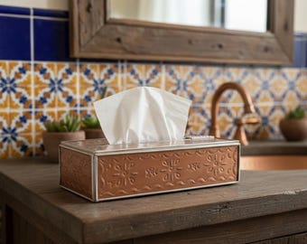 Hacienda Tissue Box Cover Kleenex Holder Rustic Bathroom Decor Farmhouse Style Decorative Tissue Box Home Gift