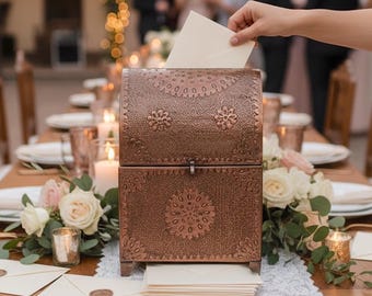 Handmade Wedding Monetary Box Rustic Tin Metal Card Holder Hacienda Wedding Decor Spanish Colonial Reception Card Box Custom Wedding Gift