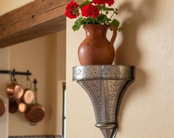 Rustic Tin Wall Shelf Mexican Metal Shelf Handcrafted Spanish Colonial Decor Hacienda Style Southwest Wall Accent Shelf