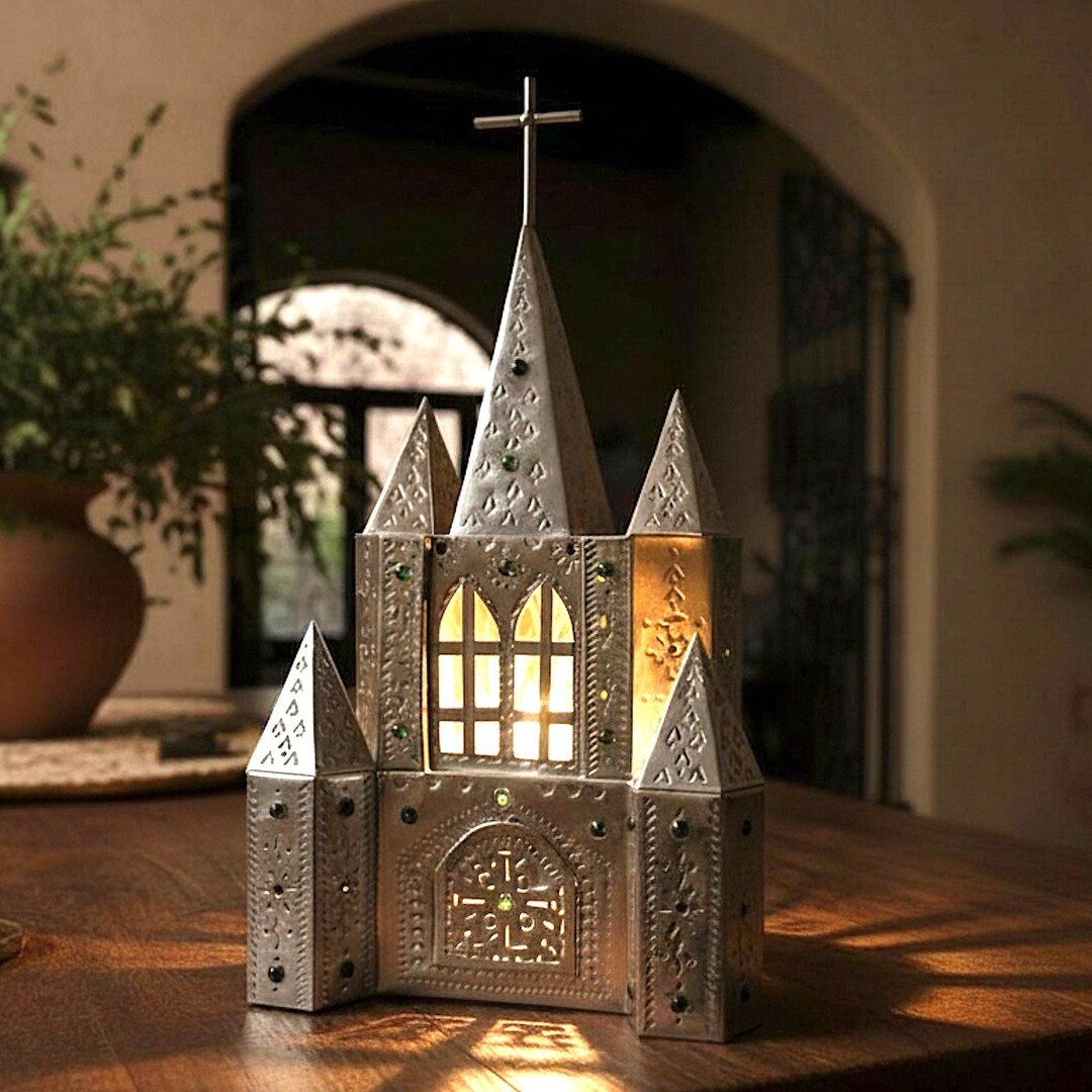 Punched Tin Light Fixture Religious Wedding Gift, Church Table ...