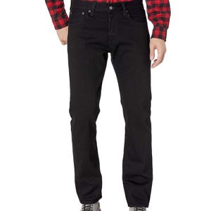 Levi&#39;s Men&#39;s 501 Black color Lightly Washed Straight Fit Mid Rise Jeans