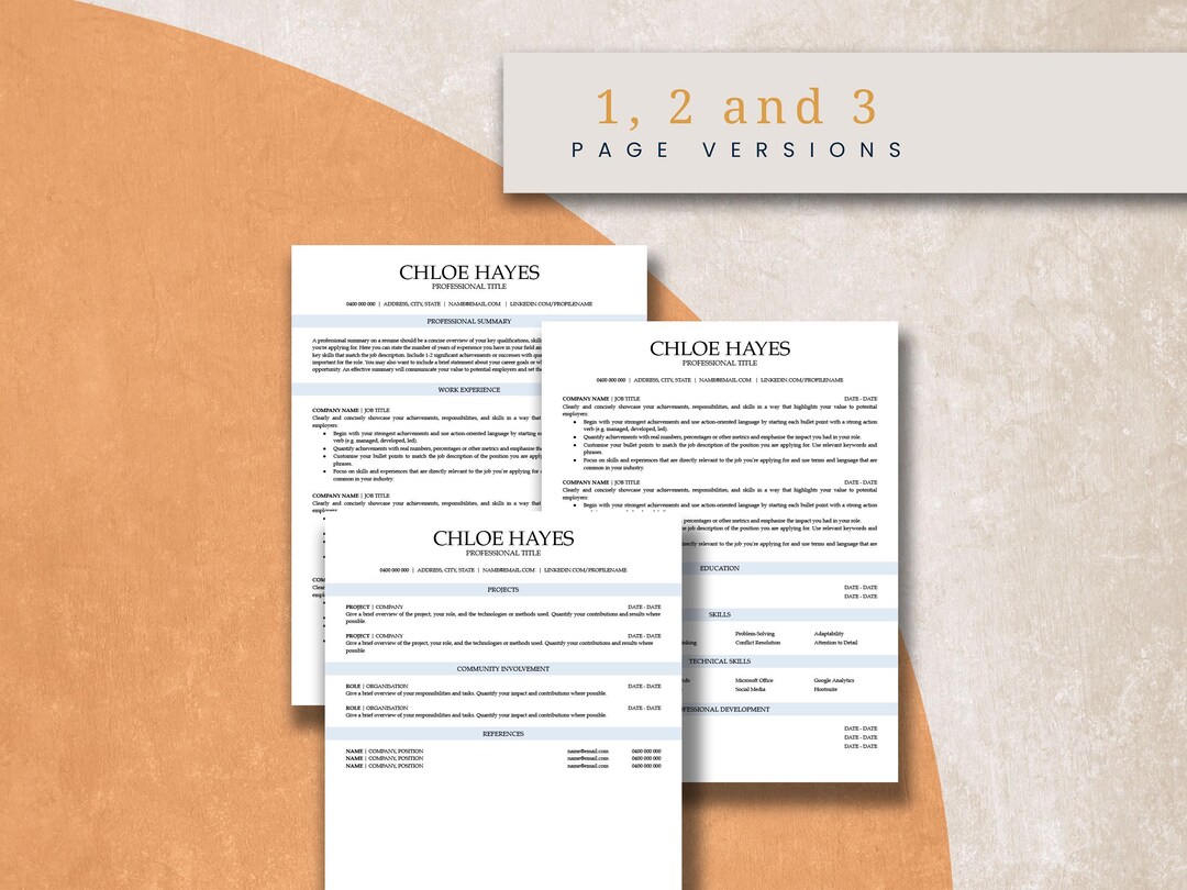 ATS Friendly Resume Template, CV and Cover Letter Template for Word and