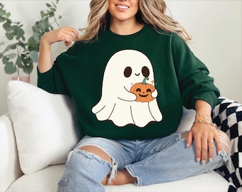 Cute Ghost Sweatshirt,Halloween Ghost Sweatshirt, Womens Halloween Sweatshirt, Cute Fall Sweatshirt, Spooky Season, Gift For Halloween