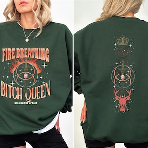 Fireheart Queen Aelin Double-Sided sweatshirt,tog sweatshirt ‚Kingsflame The Thirteen, Throne Of Glass, She Will Not Be Afraid Bookish BP