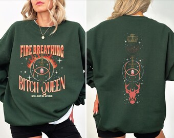 Fireheart Queen Aelin Double-Sided sweatshirt,tog sweatshirt ‚Kingsflame The Thirteen, Throne Of Glass, She Will Not Be Afraid Bookish BP