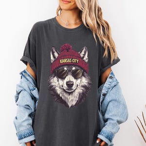 Comfort Colors Kansas City Football shirt, Trendy Kansas City Fan Tee, Vintage style Wolf Graphic T-Shirt , Kansas City t-shirt, Game Day image 1