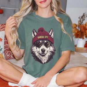 Comfort Colors Kansas City Football shirt, Trendy Kansas City Fan Tee, Vintage style Wolf Graphic T-Shirt , Kansas City t-shirt, Game Day image 3