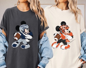 All Fooball teams AVAILABLE, Custom Vintage football inspired Mickey Mouse Tshirt, men, women, kids, toddlers Football, Disney Football tee