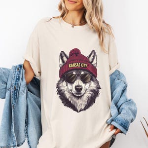 Comfort Colors Kansas City Football shirt, Trendy Kansas City Fan Tee, Vintage style Wolf Graphic T-Shirt , Kansas City t-shirt, Game Day image 5