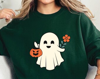 Pumpkin Ghost Sweatshirt,Halloween  Ghost Sweatshirt, Womens Halloween Sweatshirt, Cute Fall Sweatshirt, Gift For Halloween,Spooky Season,