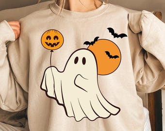 Cute Ghost Sweatshirt,Halloween Ghost Sweatshirt, Womens Halloween Sweatshirt, Cute Fall Sweatshirt, Spooky Season, Gift For Halloween