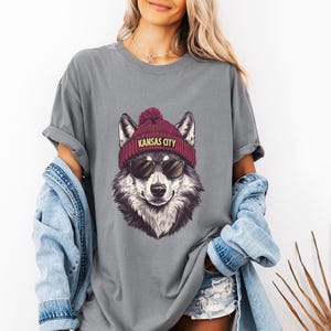 Comfort Colors Kansas City Football shirt, Trendy Kansas City Fan Tee, Vintage style Wolf Graphic T-Shirt , Kansas City t-shirt, Game Day image 4