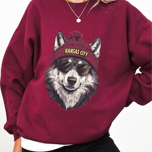 Vintage style Kansas City Football Sweatshirt,Wolf Sweatshirt, Trendy Kansas City Fan, Crewneck, Kansas City Hoodie, Game Day Sweater image 2