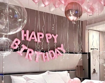 59pc Pink Birthday Party Decoration Set: Pink Letters, Latex and Foil Balloons - Gift