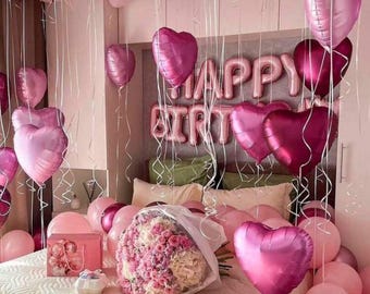 49 Pc Pink Birthday Party Decoration Set: Pink Letters, Latex and Foil Balloons - Gift