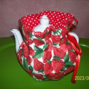 Strawberry Small Tea Cozy- Insulated - Reversible