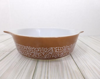 ヴィンテージ パイレックス ウッドランドブラウン 471B 500ml 小型キャセロール皿 蓋なし パイレックス愛好家コレクション サービング ベーキング皿