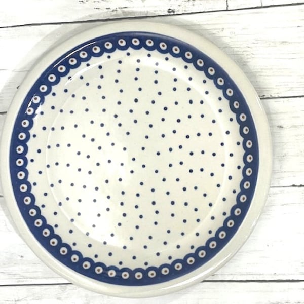 Vintage Boleslawiec Polish Pottery Ceramic Dinner Plate Replacement China Blue White Polka Dots Table Setting Tablescapes Made In Poland