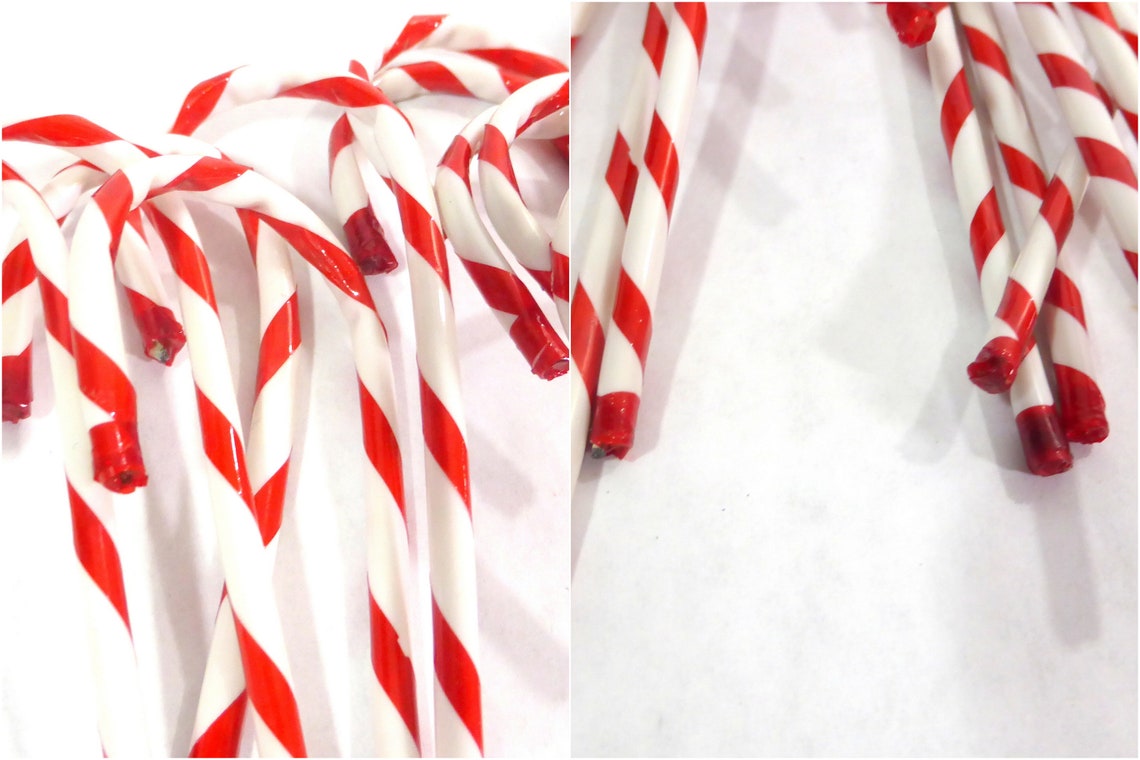 Vintage Faux Candy Canes 4 Inches Tall Red Cellophane Wrapped Etsy