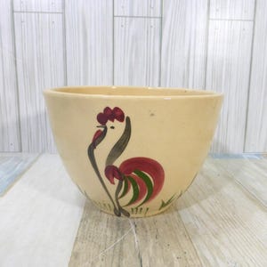 Cuenco de cerámica vintage Watt Pottery con forma de gallo, n.º 63, para mezclar, decoración de cocina, estilo rústico, para el hogar, estilo granja, cerámica decorativa