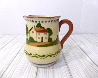 Jarra de cerámica vintage Torquay Mottoware, hecha en Inglaterra, pintada a mano