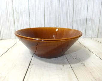 Vintage Amber Ceramic Los Angeles Potteries Conical Shape Bowl Side Dish Decorative Home Kitchen Rustic Primitive Decor