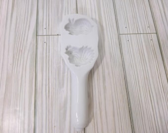 Vintage Schmid  Design Folio Rabbit and Cghick Porcelain Butter Mold  Easter Spring Dining Food  Prep Tablescape Breakfast Brunch