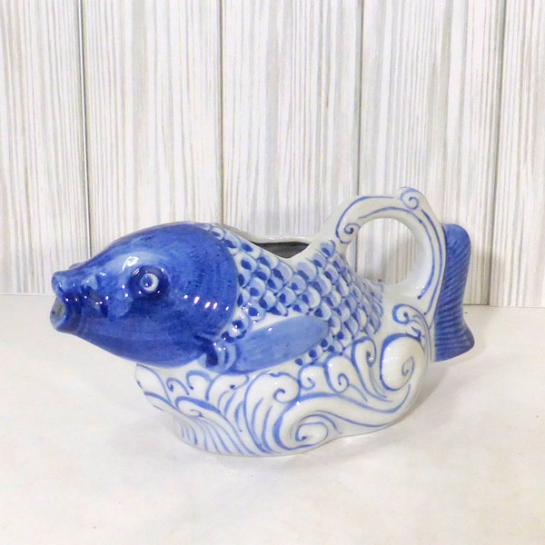 Blue Fish Vase Etsy