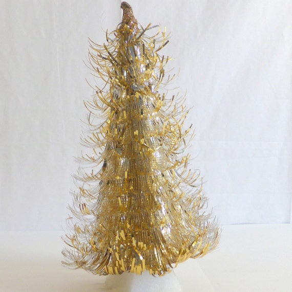 Vintage Gold And Silver Tinsel Aluminum Foil Christmas Tree Vintage Gold And Silver Tinsel Aluminum Foil Christmas Tree