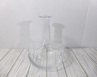 Decantador vintage de cristal transparente Tiffany and Co. Francia, para servir agua, zumo o licor, sin tapón, forma de bulbo.