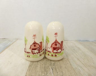Salero y pimentero de cerámica vintage Carter Hoffman, decoración de mesa estilo granero campestre