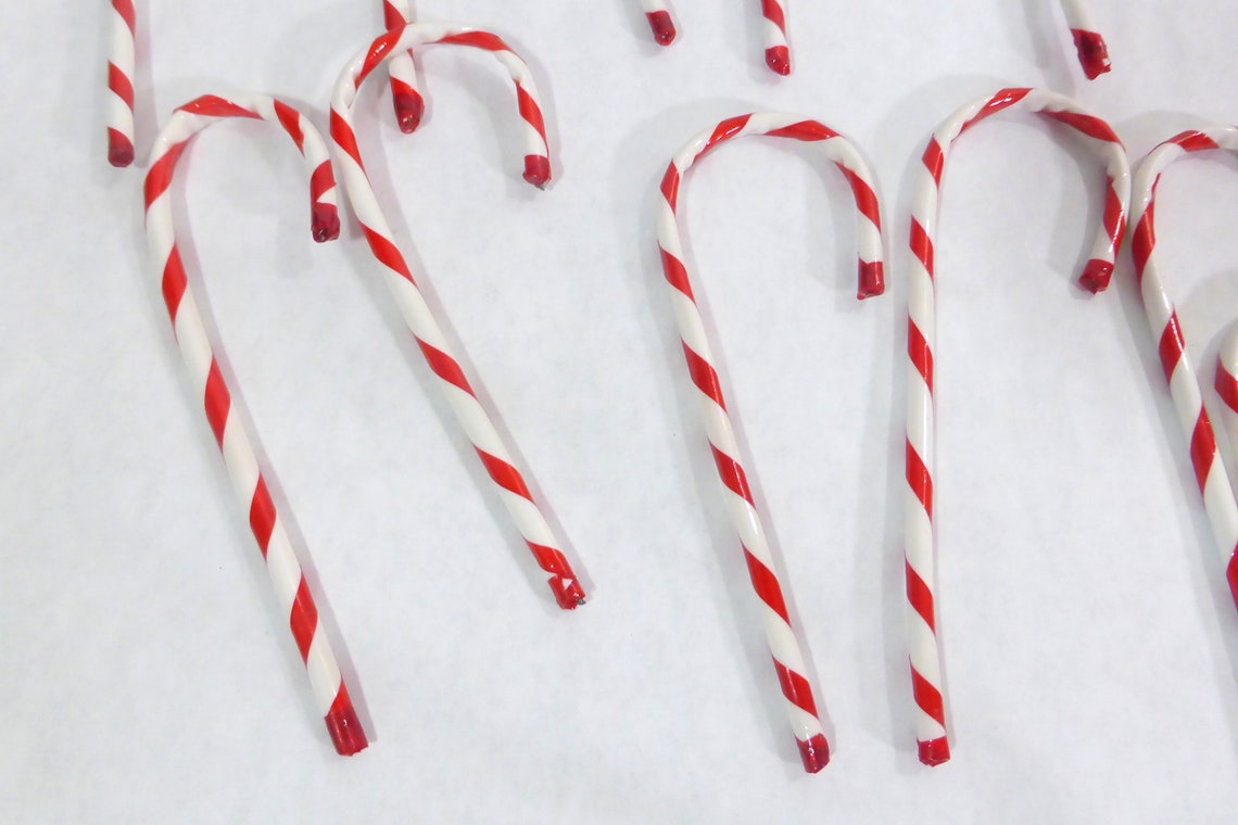 Vintage Faux Candy Canes 4 Inches Tall Red Cellophane Wrapped Etsy