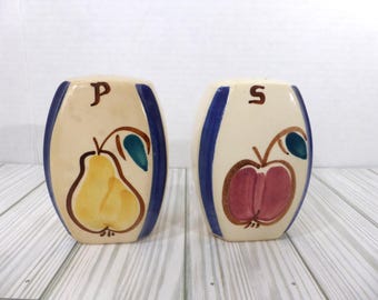 Salero y pimentero vintage de cerámica Purinton con forma de pera y manzana, decoración de mesa, porcelana de repuesto
