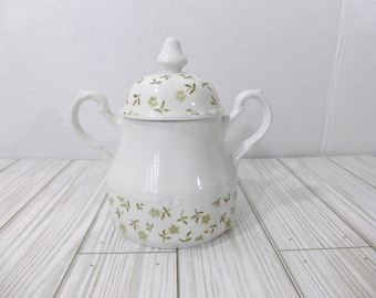 Azucarero de hierro inglés vintage J and G Meakin Sterling Forget Me Not, porcelana de repuesto