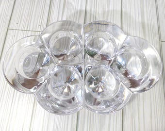 Portavelas votivo vintage brutalista de Villeroy & Boch de cristal transparente, decoración minimalista y moderna para el hogar.