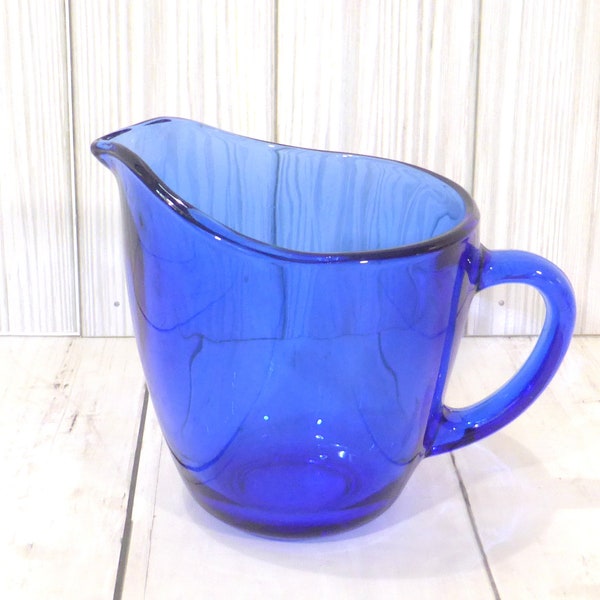 Vintage Anchor Hocking Blue Glass Measuring Cup Kitchen Baking Cooking Home Shelf Decor