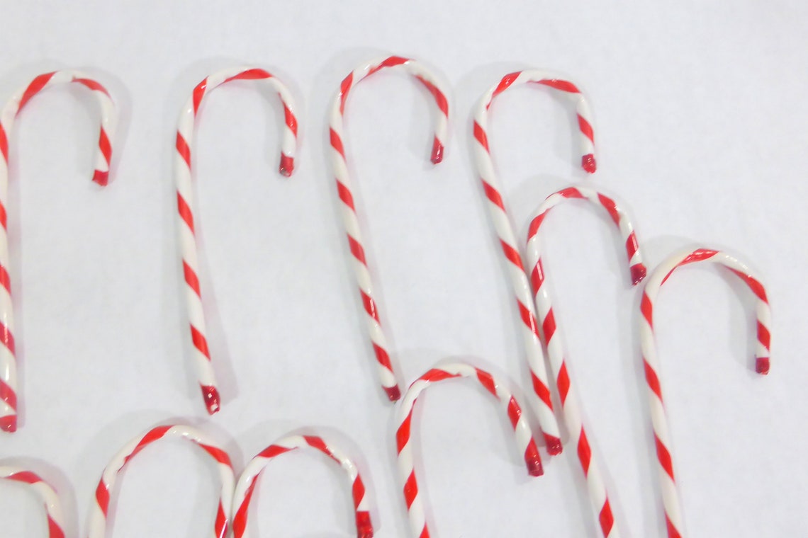 Vintage Faux Candy Canes 4 Inches Tall Red Cellophane Wrapped Etsy