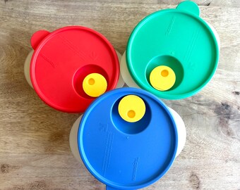 Set of Three Vintage Tupperware Microwave Lidded Bowls Fun!