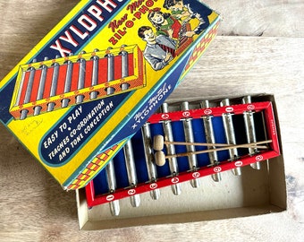 Vintage Children's Xylophone Musical Toy  Display  Upcycle Play a Tune