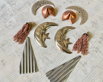 FIVE Pairs Retro Findings and Charms Moons and Lucky Stars