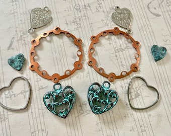 Valentine Heart Charm Pairs Vintage and Newer 2
